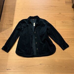 Green Corduroy Button-Up Shacket